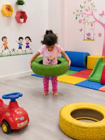 Child comfortable and settled inside Kids Activity & Gymnastics Centre, Rajeev Nagar, Patna